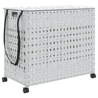 Wasmand op wielen 66x35x60 cm rattan wit 2