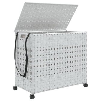 Wasmand op wielen 66x35x60 cm rattan wit 4