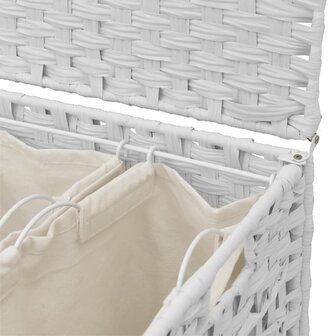 Wasmand op wielen 66x35x60 cm rattan wit 8