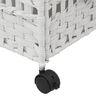 Wasmand op wielen 66x35x60 cm rattan wit 9