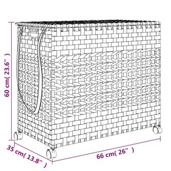Wasmand op wielen 66x35x60 cm rattan wit 10