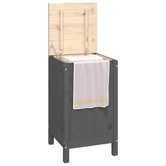 Wasmand 44x44x76 cm massief grenenhout grijs 4