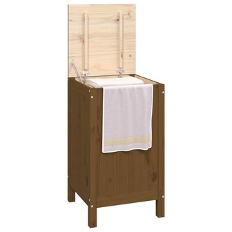 Wasmand 44x44x76 cm massief grenenhout honingbruin 4