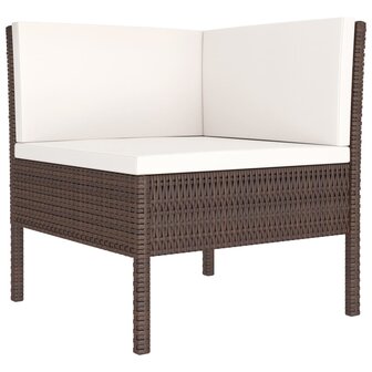 3-delige Loungeset met kussens poly rattan bruin 3