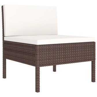 3-delige Loungeset met kussens poly rattan bruin 4