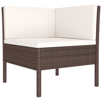 2-delige Loungeset met kussens poly rattan bruin 3