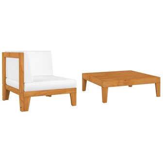 2-delige Loungeset met kussens massief acaciahout 1