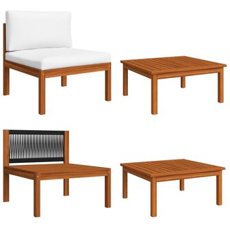 2-delige Loungeset met kussens massief acaciahout 1