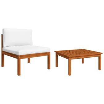 2-delige Loungeset met kussens massief acaciahout 2