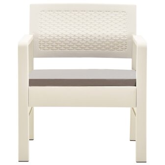 3-delige Loungeset met kussens kunststof wit 4