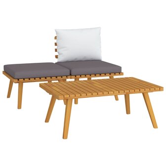 3-delige Loungeset met kussens massief acaciahout 2