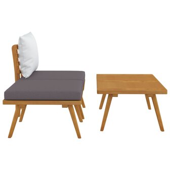 3-delige Loungeset met kussens massief acaciahout 4
