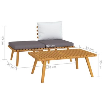 3-delige Loungeset met kussens massief acaciahout 7