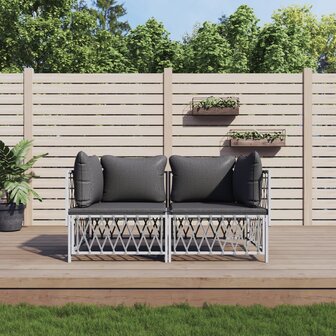 2-delige Loungeset met kussens staal wit 1