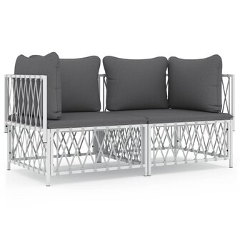 2-delige Loungeset met kussens staal wit 2
