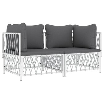 2-delige Loungeset met kussens staal wit 3