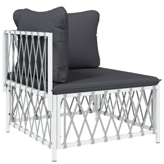 2-delige Loungeset met kussens staal wit 4