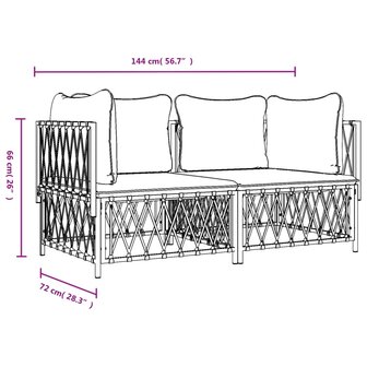 2-delige Loungeset met kussens staal wit 7