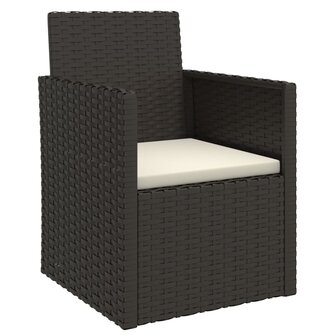 3-delige Loungeset met kussens poly rattan zwart 3