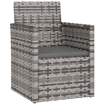 3-delige Loungeset met kussens poly rattan grijs 3