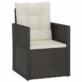 3-delige Loungeset met kussens poly rattan zwart 3