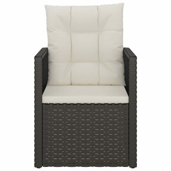 3-delige Loungeset met kussens poly rattan zwart 4