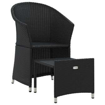 2-delige Loungeset met kussens poly rattan zwart 3