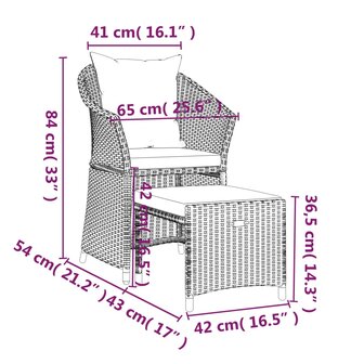 2-delige Loungeset met kussens poly rattan zwart 9