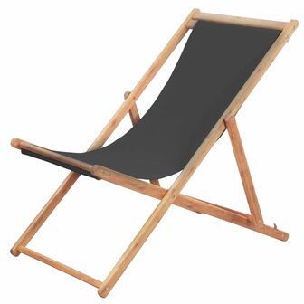 Strandstoel inklapbaar stof en houten frame grijs 1