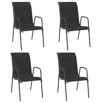 Tuinstoelen 4 st staal en textileen zwart 2