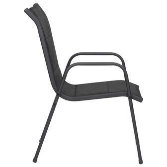 Tuinstoelen 4 st staal en textileen zwart 5