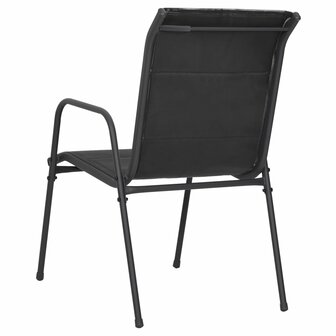 Tuinstoelen 4 st staal en textileen zwart 6
