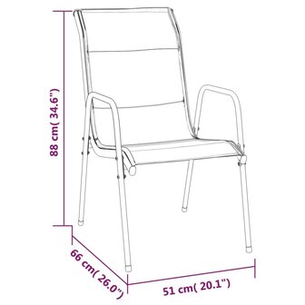 Tuinstoelen 4 st staal en textileen zwart 7