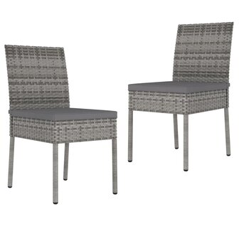 Tuinstoelen 2 st poly rattan grijs 1
