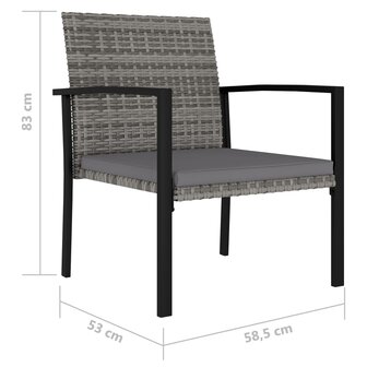 Tuinstoelen 2 st poly rattan grijs 5