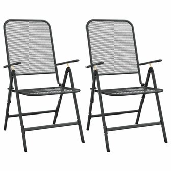 Tuinstoelen inklapbaar 2 st metaalgaas antracietkleurig 2