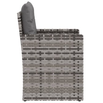 Tuinstoel met kussens poly rattan grijs 5