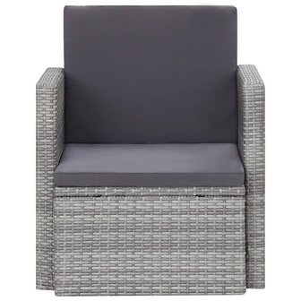 Tuinstoel met kussens poly rattan grijs 2