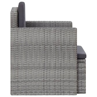 Tuinstoel met kussens poly rattan grijs 3