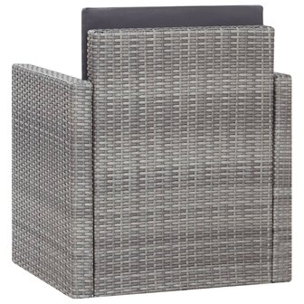 Tuinstoel met kussens poly rattan grijs 4