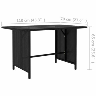 Tuintafel 110x70x65 cm poly rattan zwart 4