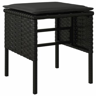 Tuinvoetenbanken 4 st met kussens poly rattan zwart 3