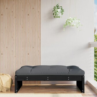 Tuinvoetenbank 120x80 cm massief grenenhout zwart 1