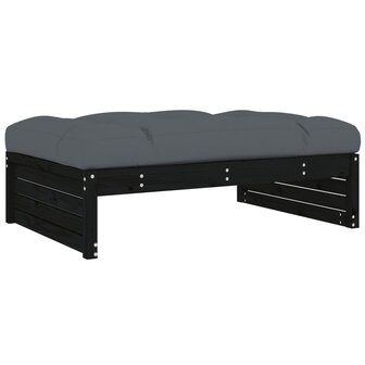 Tuinvoetenbank 120x80 cm massief grenenhout zwart 2