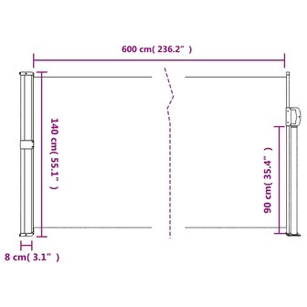 Windscherm uittrekbaar 140x600 cm wit 10