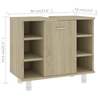 Badkamerkast 60x32x53,5 cm bewerkt hout sonoma eikenkleurig 8