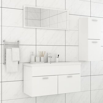 Badkamermeubelset bewerkt hout wit 1