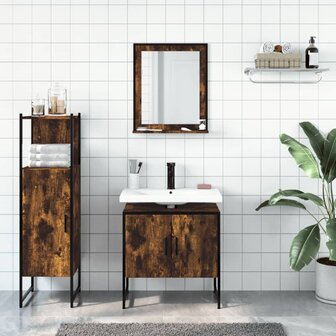 3-delige Badkamermeubelset bewerkt hout gerookt eikenkleurig 3