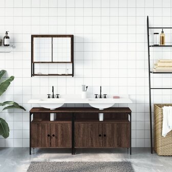 3-delige Badkamermeubelset bewerkt hout bruin eikenkleur 3