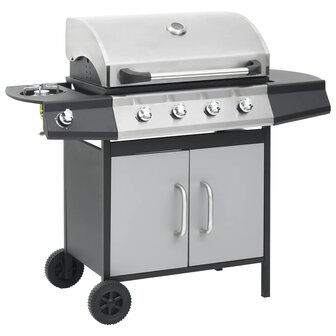 Gasbarbecue 4+1 kookzone staal en roestvrij staal zwart zilver 2